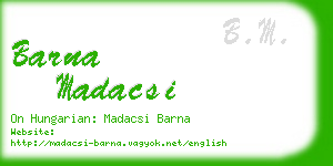 barna madacsi business card